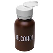 Menda 35601 Brown Alcohol Bottle with Lasting-Touch  Pump & White Lid, 8 oz