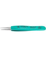 Excelta 00D-SA-ET Tweezer Straight Strong Three Star 4.75" Serrated Point With ESD Safe Ergonomic Grips