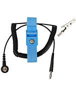 Desco 04563 Omega Elastic Blue Wrist Strap 4mm Snap, 6' Coil Cord