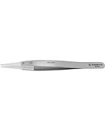 Excelta 159D-RTW 3-Star Resistant Stainless Steel Tweezer with Replaceable Flat Delrin Tip, 5"