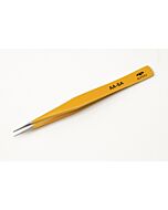 Aven 18013EZ Pick Stainless Steel Anti-Magnetic Yellow Tweezers with Straight Medium Point