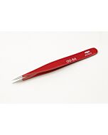 Aven 18032EZ Pick Stainless Steel Anti-Magnetic Red Tweezers with Straight Fine Point Tips