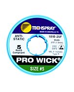 Techspray 1810-25F Pro-Wick Rosin Desoldering Braid, .075", 25' Green ESD Spool