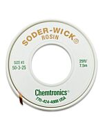 Chemtronics 50-3-25 Soder-Wick Rosin Desoldering Braid Green, .080" x 25' Spool