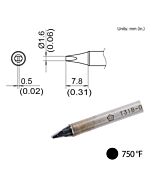 Hakko T31B-02D16 Semi Chisel Soldering Tip, 400° C/750° F for FX-1001, 1.6mm x 7.8mm