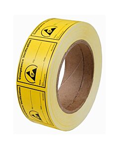 Desco 06711 Compliance Verification Label Reaching Hand Reusable Label, 1-1/2 x 2", 1000 per Roll
