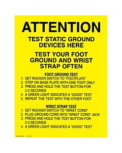 Desco 06741 Wrist Strap / Foot Ground Test Station Poster, 5pk