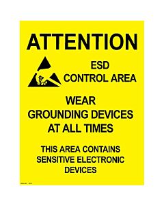 Desco 06742 ESD-Safe Area Warning Sign, 5pk