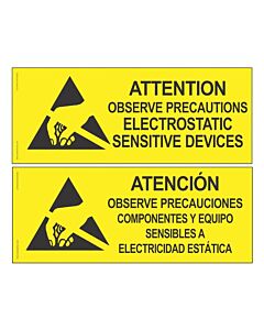 Desco 06750 Attention Sign English Spanish, 4in x 10in