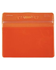 Menda 35094 Horizontal Badge Holder with Zipper, Orange, 3-7/8in x 2-5/8in