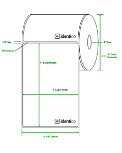 Identco TTL2P-1 Perforated Thermal Transfer Paper Packaging Label, 2.0x1.0, 5500/Roll 